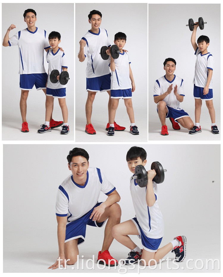 Özel ucuz çocuk futbol takımı eşleştirme kitleri jersey futbol gömlek üniforma Çin